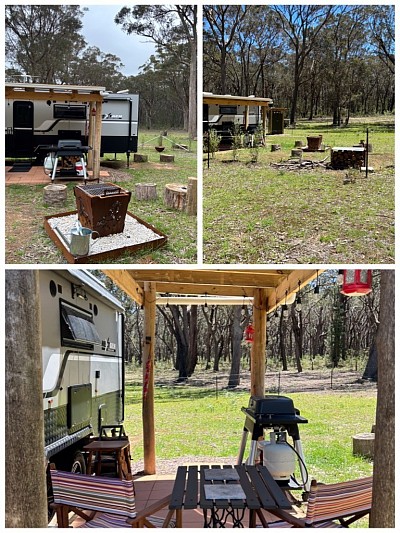 Off grid luxury van in a private bush setting composting toilet